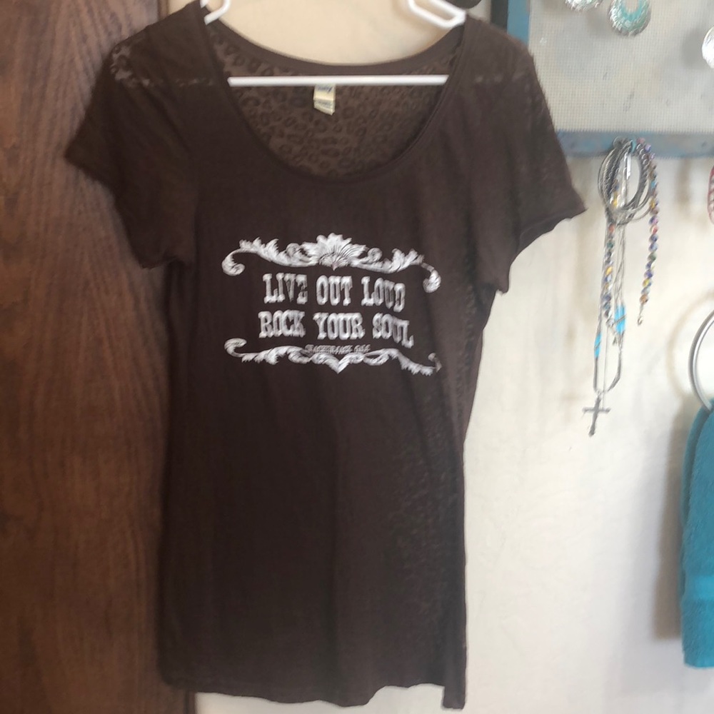 Brown western Tee